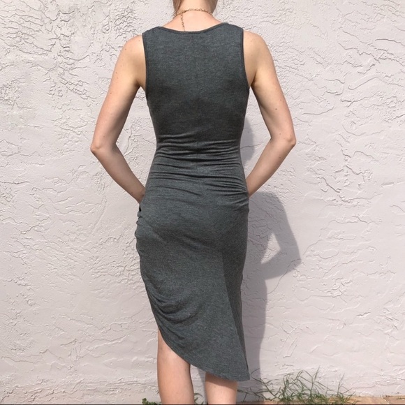 STELLA LUCE Asymmetrical Bodycon Mini Dress Stretch Jersey Knit Side Knot Large - Picture 2 of 6